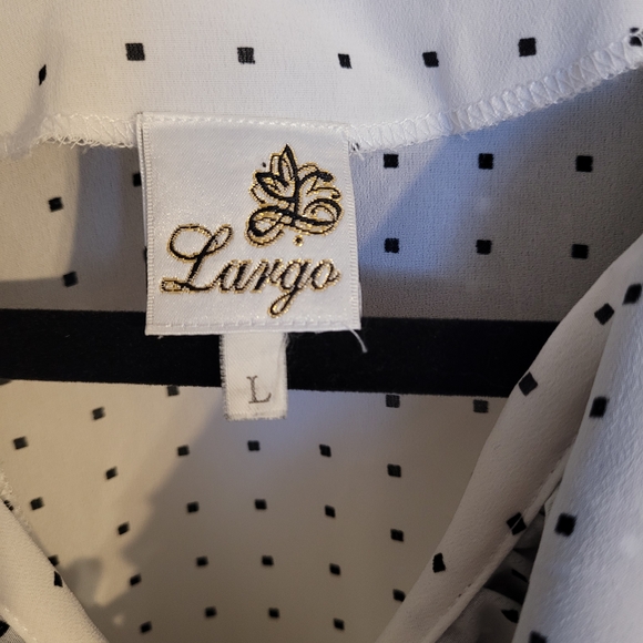 Elegant Navy And White Ruffle Blouse - Picture 7 of 9